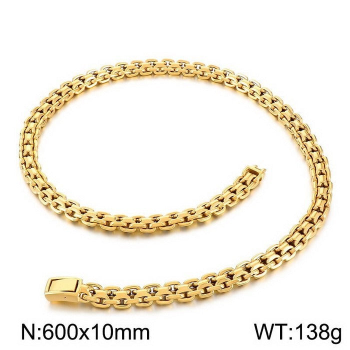 Kemstone Titanium Steel Flat Link Chain Bracelet & Necklace for Men KB188230-KJX