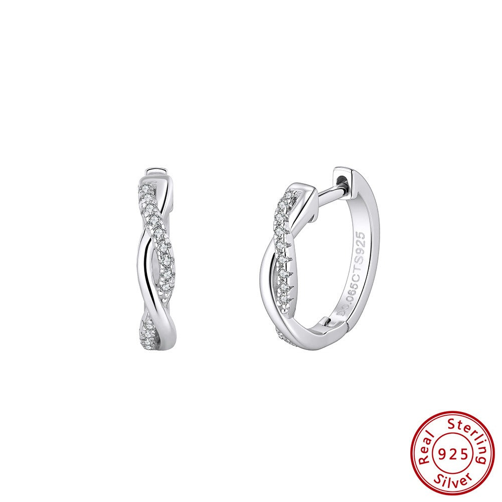 Kemstone Prong Set Moissanite Hoop Earrings for Women – 925 Sterling Silver, 14K Gold Plated / Silver – MOE19