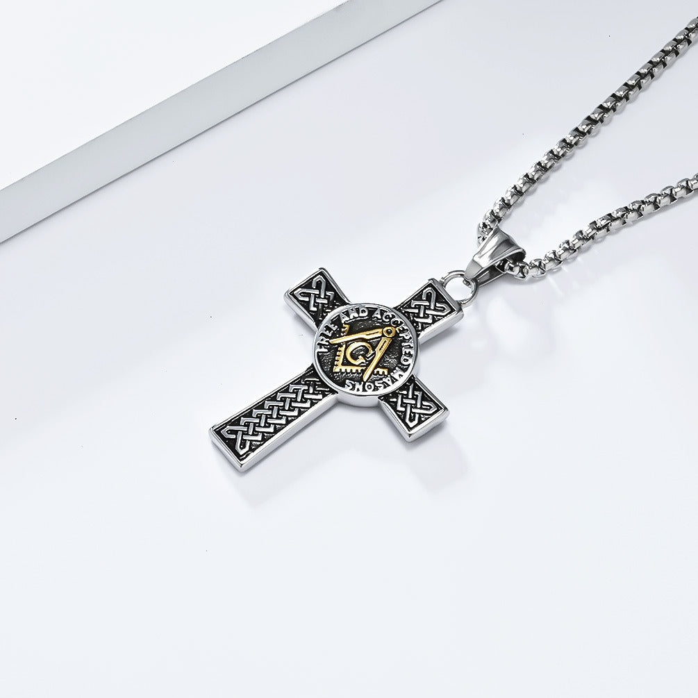 Kemstone Celtic Knot Cross Necklace for Men Stainless Steel Vintage K-PT569