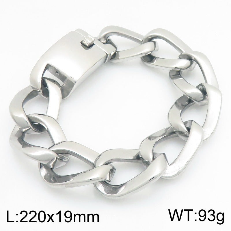 Kemstone Titanium Steel Cuban Link Bracelet for Men Square Link Chain KB213360-KJX