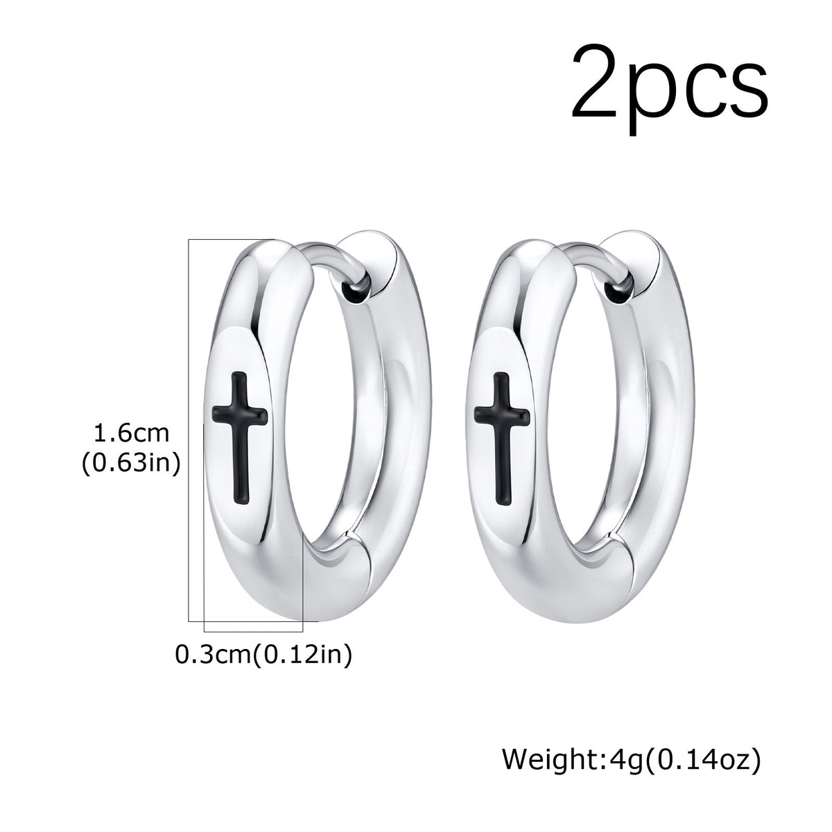 Kemstone Cross Hoop Earrings for Men Stainless Steel EH-870