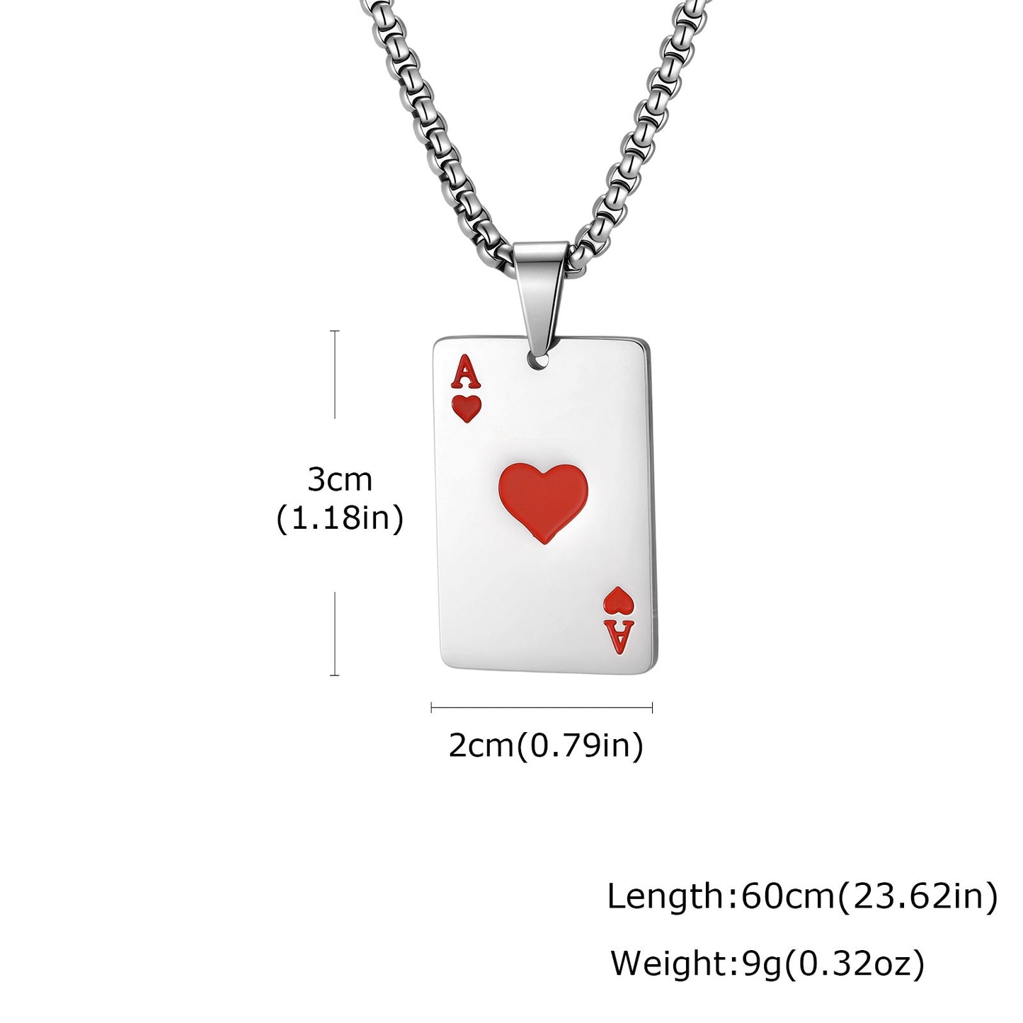 Kemstone Stainless Steel Ace of Spades Pendant Necklace for Men Playing Card PN-2400