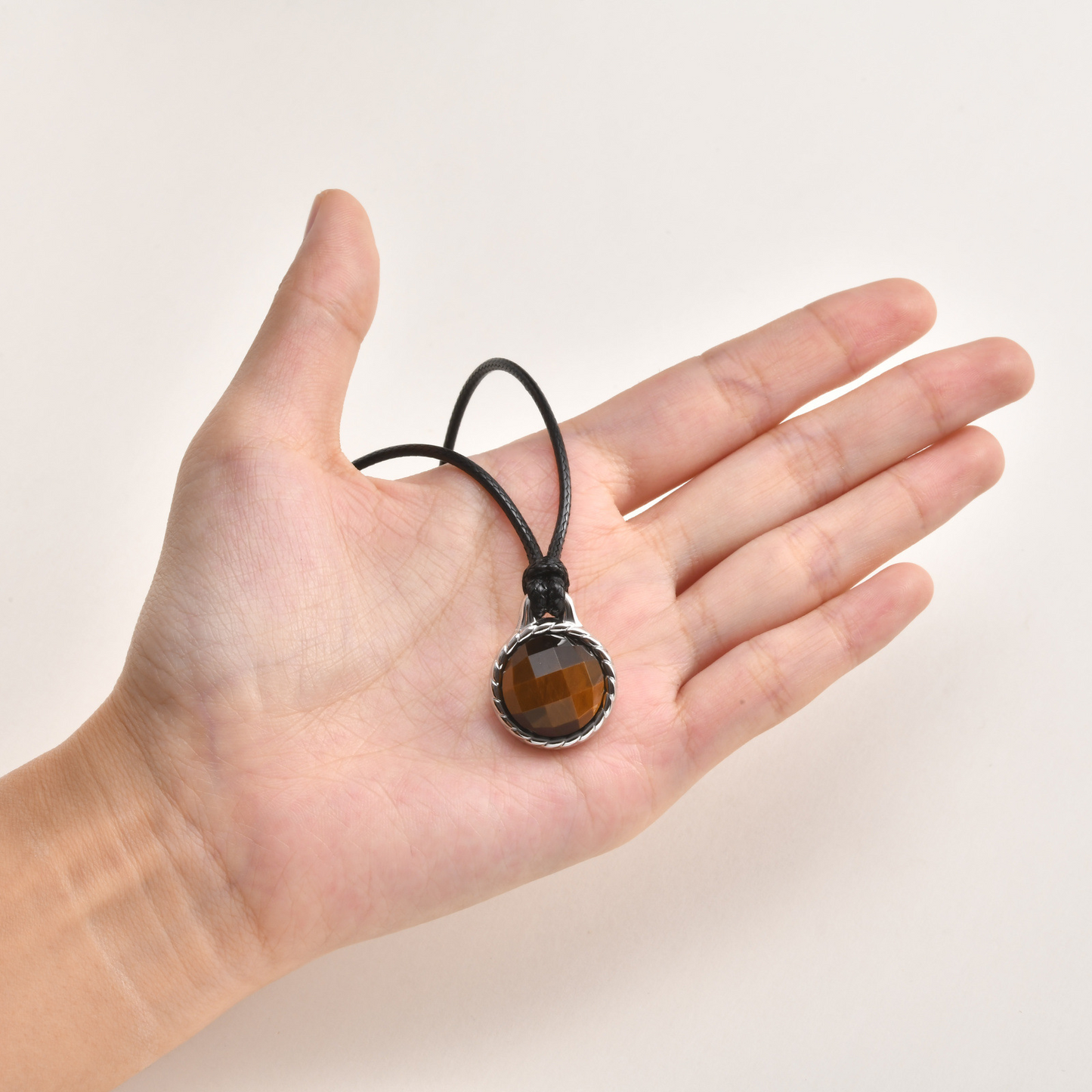 Kemstone Tiger Eye Stone Pendant Necklace Stainless Steel Vintage Rope for Men NC-2660