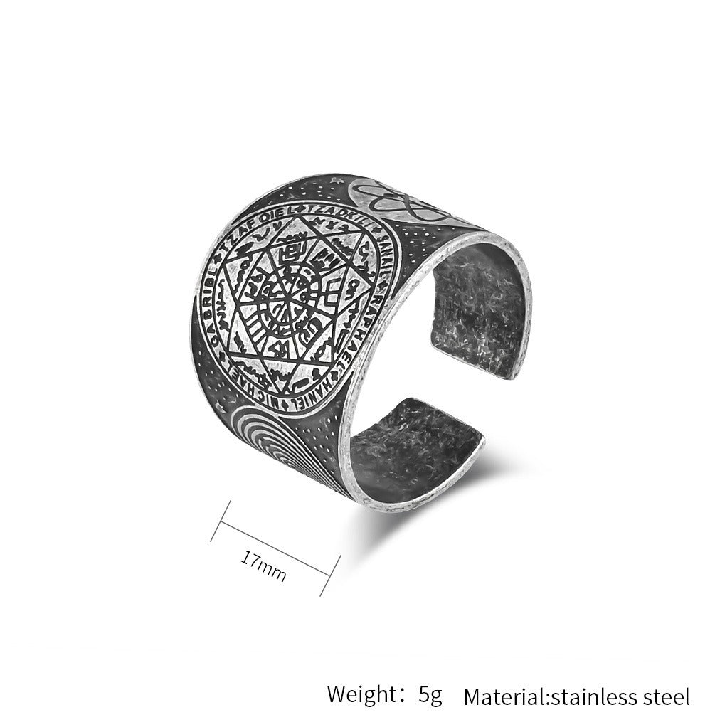 Kemstone Stainless Steel Vintage Adjustable Ring – Men’s Statement Band K-R7800