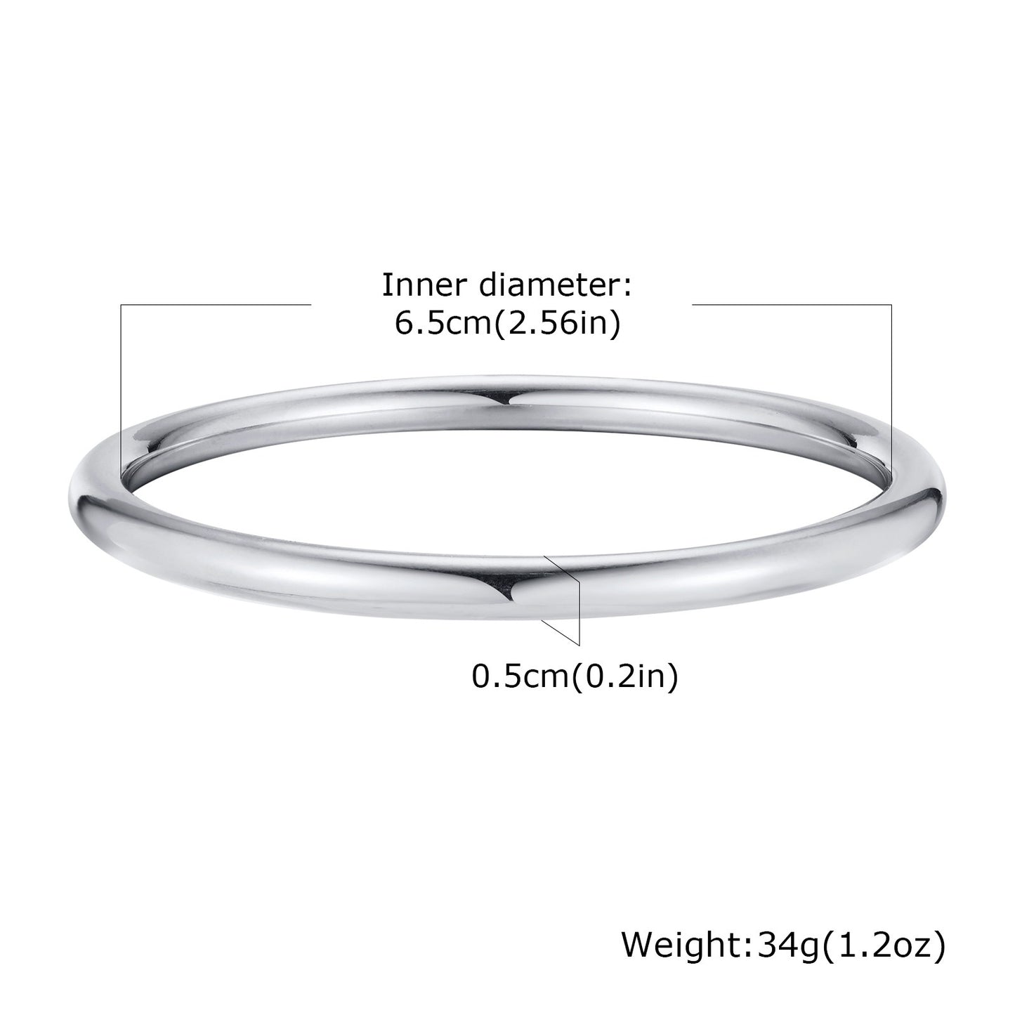 Elegant Titanium Steel Simple Smooth Bracelet for Ladies B-108