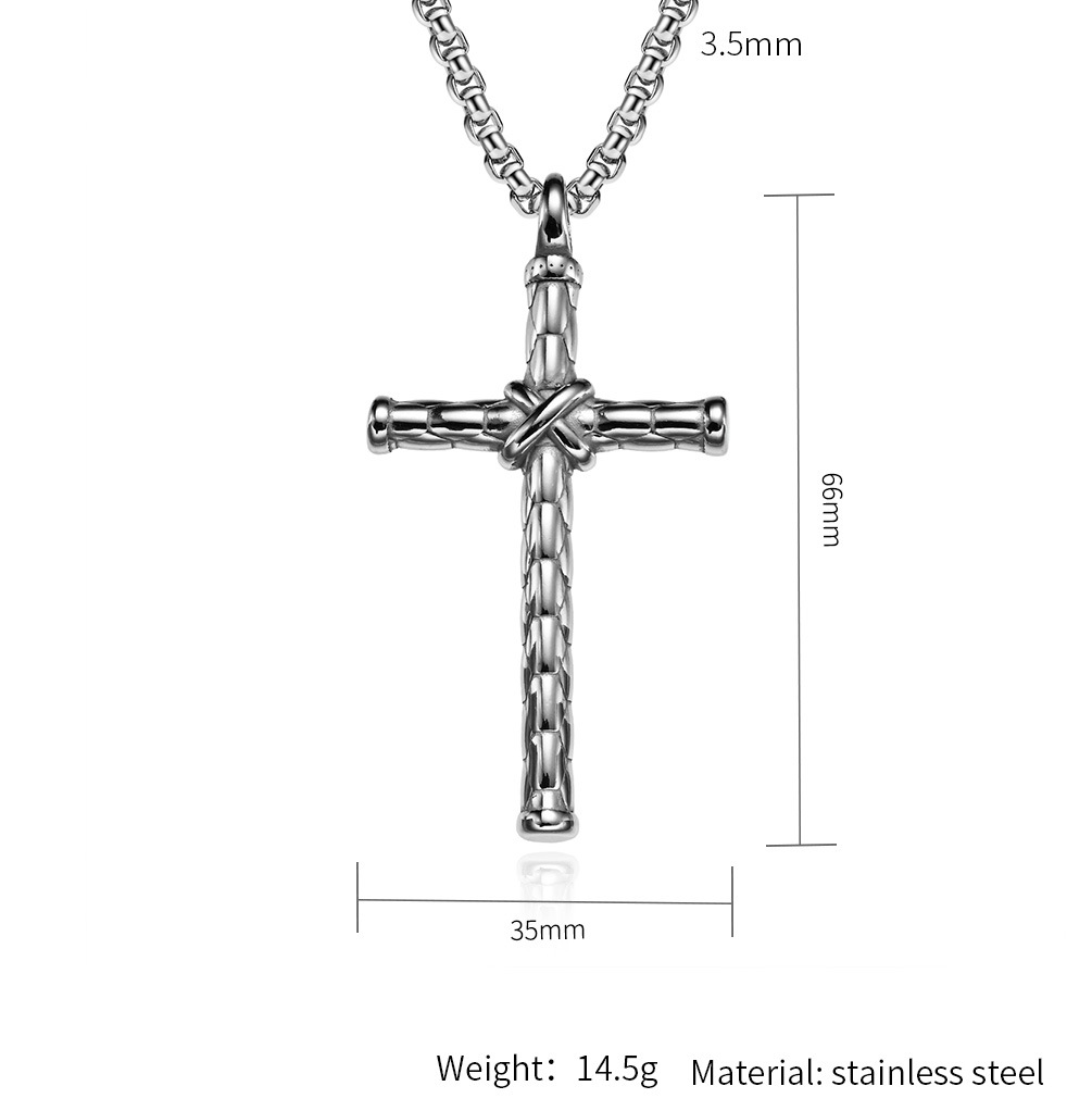 Kemstone Stainless Steel Knotted Cross Pendant Necklace for Men K-PT439