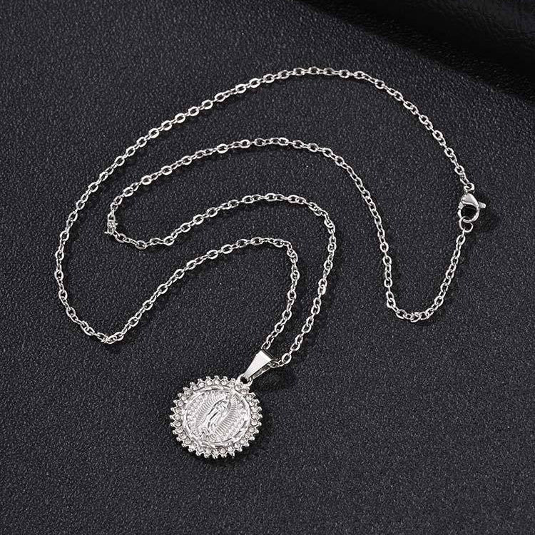 Kemston Vintage Round Medallion Coin Pendant Necklace for Men & Women Stainless Steel PN-2428