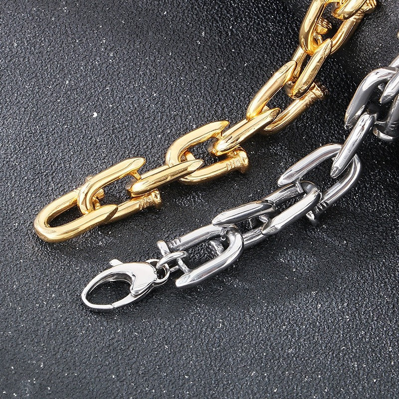 Kemstone Titanium Steel Nail Link Bracelet for Men – Vintage Punk Style KB185405-KJX