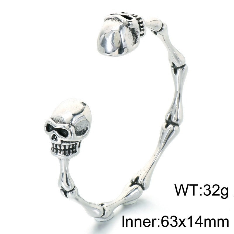 Kemston Snake Head Cuff Bracelet for Men Titanium Steel Bamboo Link Gothic KB214278-LU