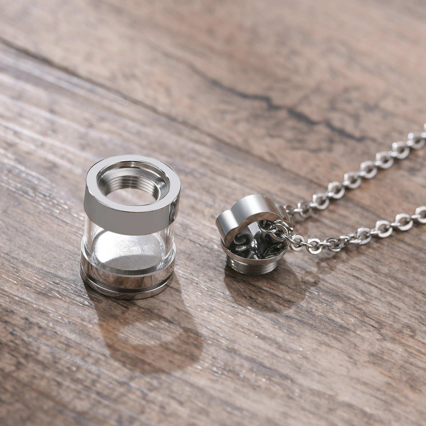 Kemstone Stainless Steel Keepsake Pendant Necklace for Men Women Glass Capsule PN-1537