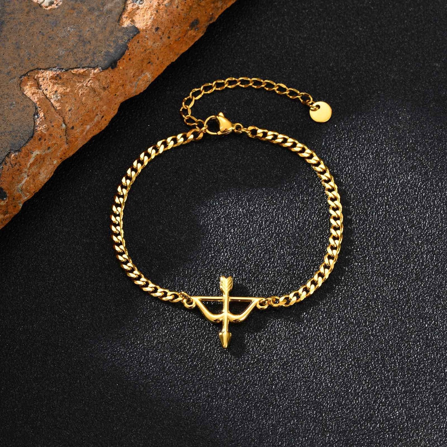 Kemstone Archer Bracelet – Stainless Steel Bow & Arrow Chain Jewelry for Men & Women BR-2621