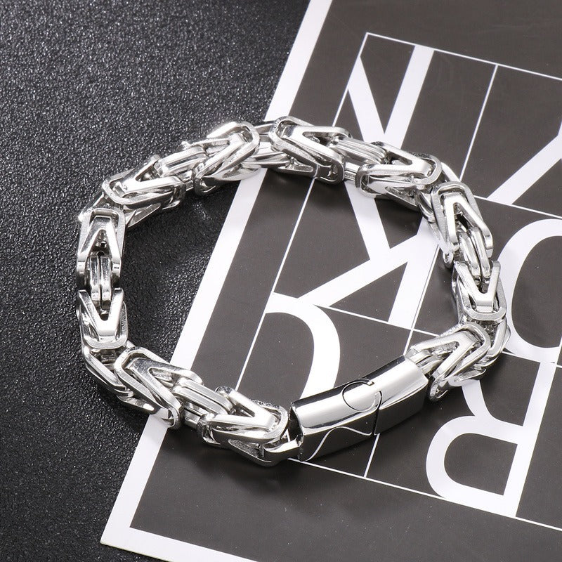 Kemstone Titanium Steel V-Link Chain Bracelet – Byzantine Hip Hop Style KB152638-KFC