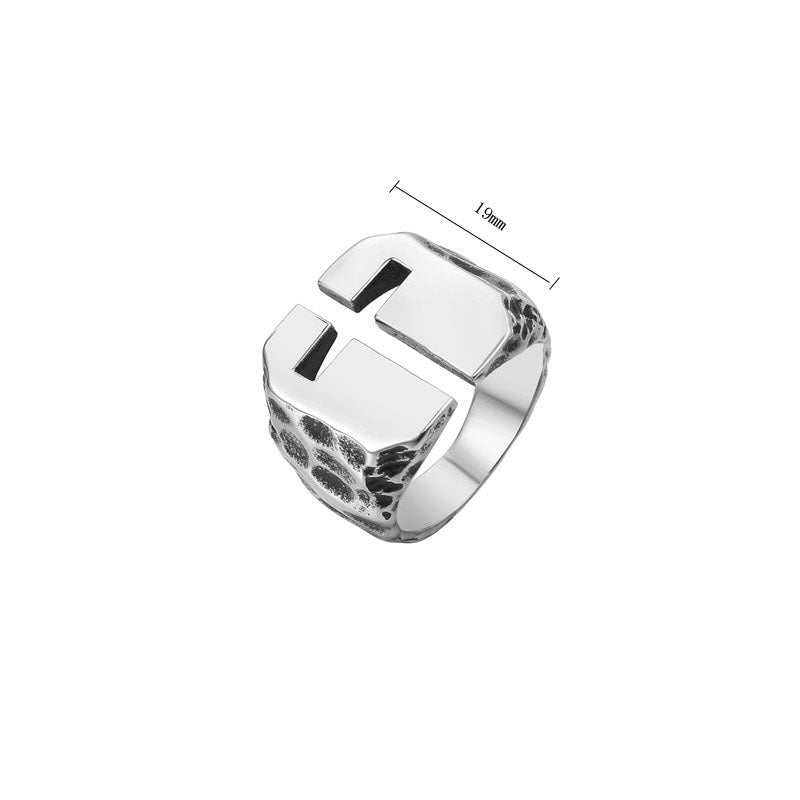 Kemston Open Cross Ring for Men Titanium Steel Vintage Texture R1015