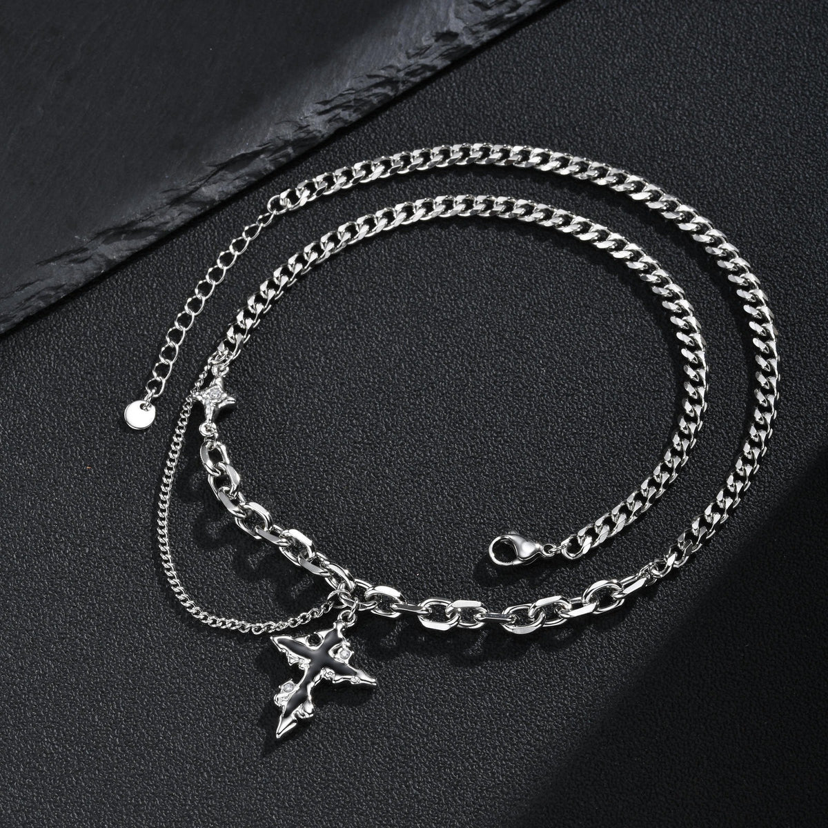 Kemstone Irregular Cross Necklace for Men Stainless Steel NC-3268