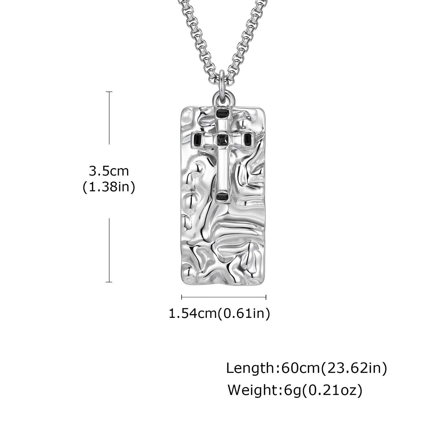 Kemstone Stainless Steel Cross Pendant Necklace for Men Women Textured Heart PN-2275