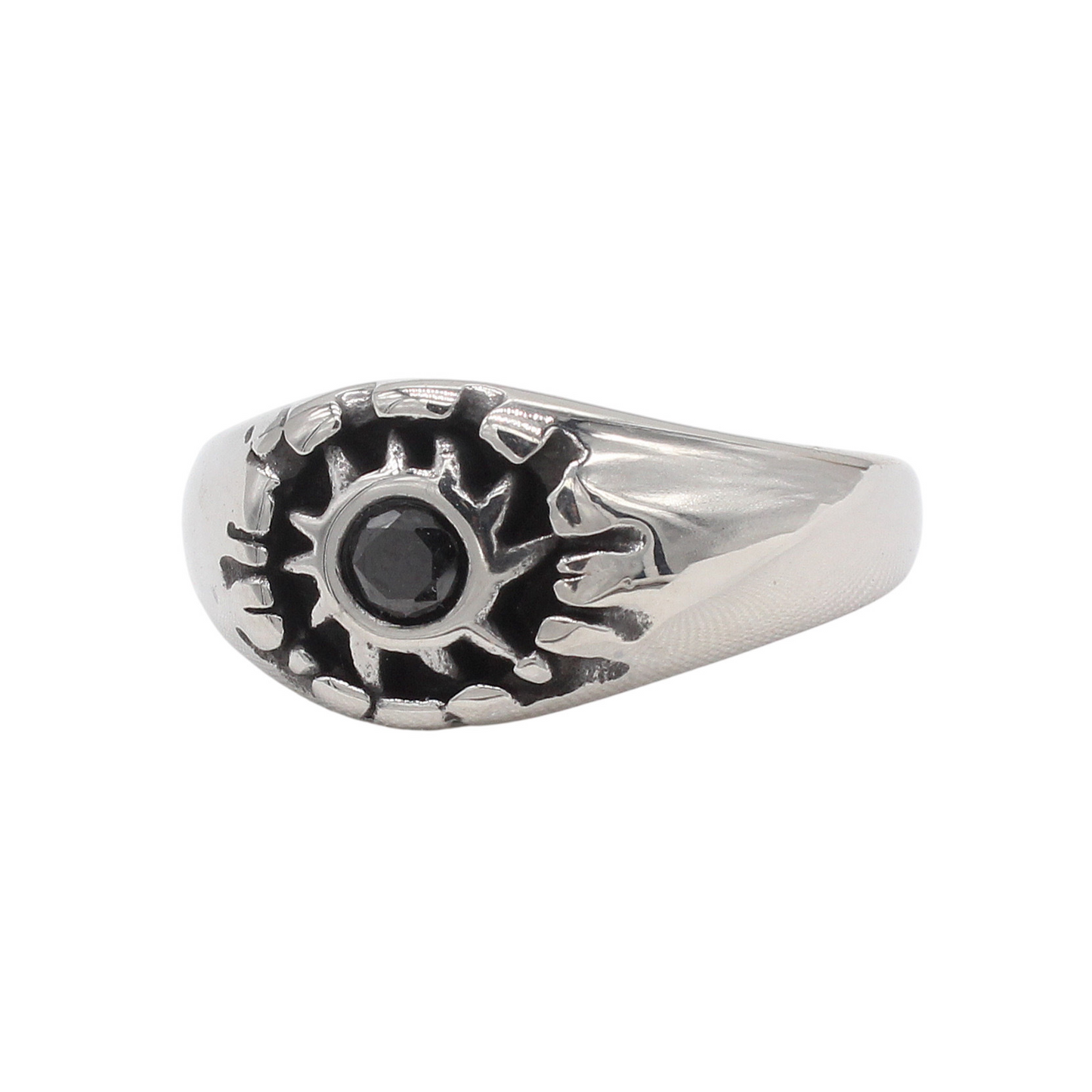 Kemstone Sun Cubic Zirconia Titanium Steel Ring for Men & Women R1933