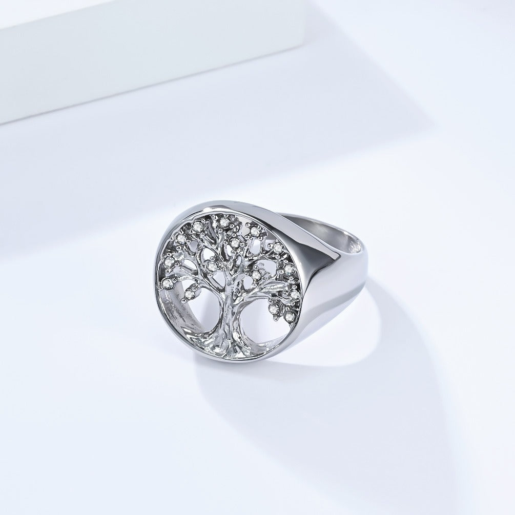 Kemstone Tree of Life Ring – Stainless Steel Crystal Women’s Jewelry K-R1074