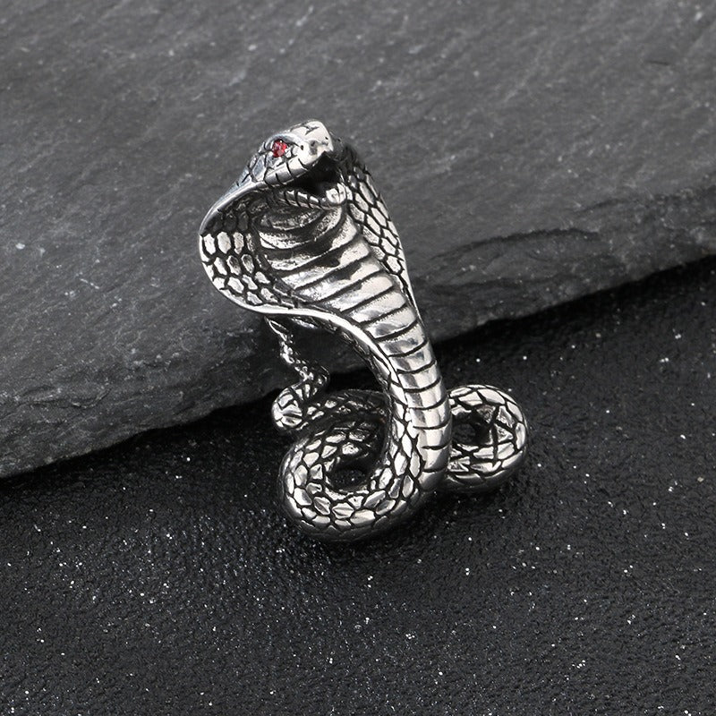 Kemstone Pendant Necklace for Men Titanium Steel Gothic Animal Pendant Snake Spider Skull Silver KP117040-LU