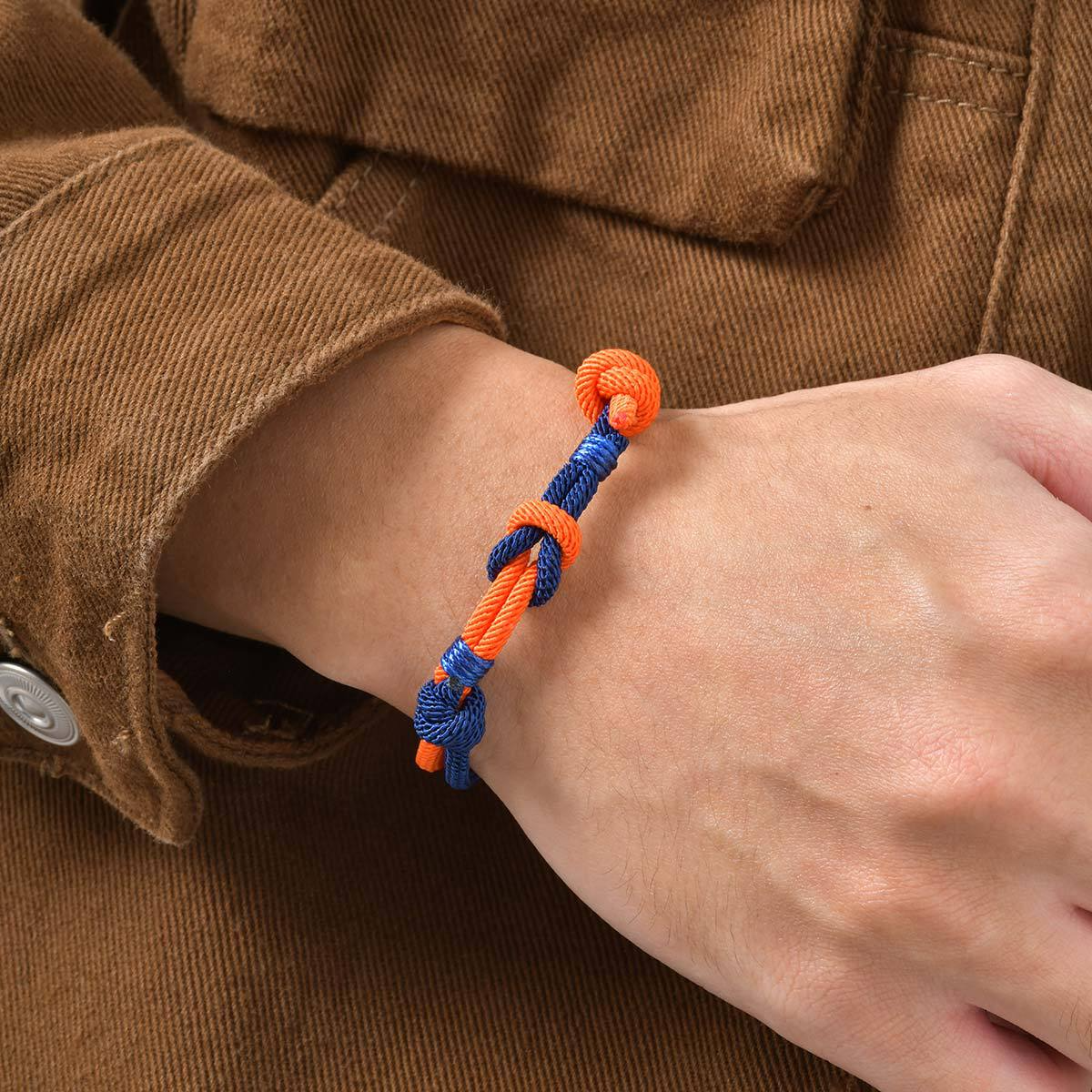 Kemstone Blue Orange Milan Rope Infinity Knot Bracelet for Men & Women BL-819