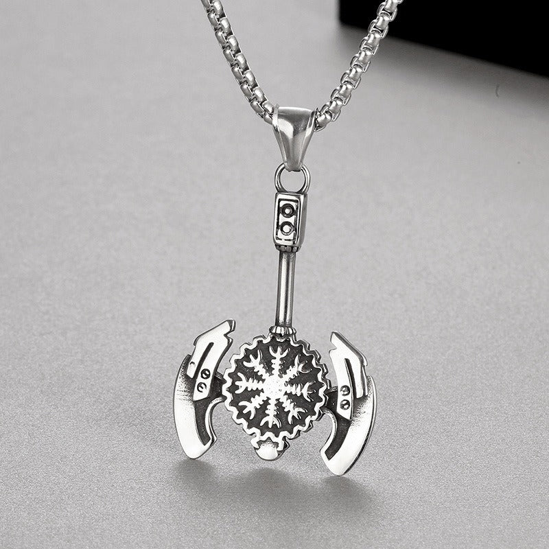 Kemstone Titanium Steel Viking Compass Axe Pendant Necklace for Men KP130631-TLX