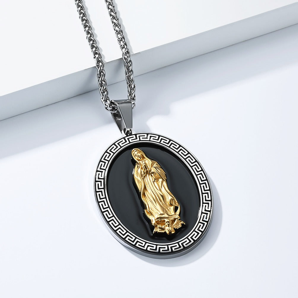 Kemstone Portrait Relief Pendant Necklace – Stainless Steel Vintage Street Style K-PT697