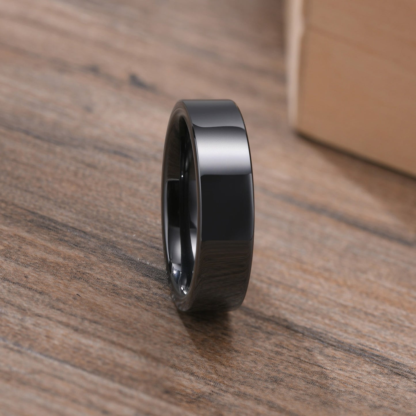 Kemstone Ceramic Ring – Matte Black & White Slim Hip-Hop Finger Accessory for Men R593