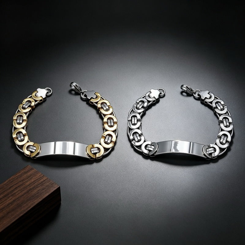 Kemstone Titanium Steel ID Bracelet for Men Curved Plate KB215057-JG