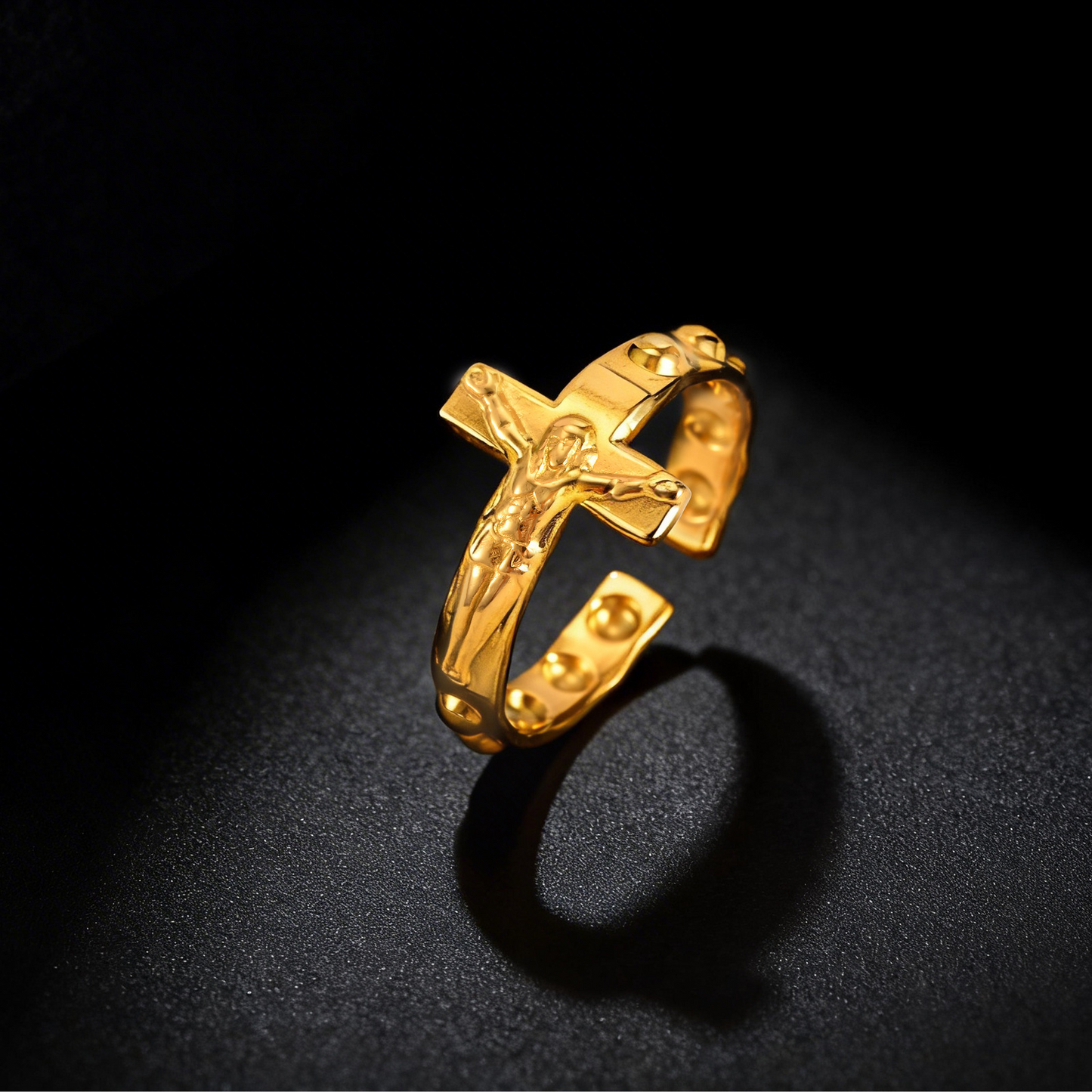 Kemstone Stainless Steel Cross Open Ring for Men Vintage RC-1073