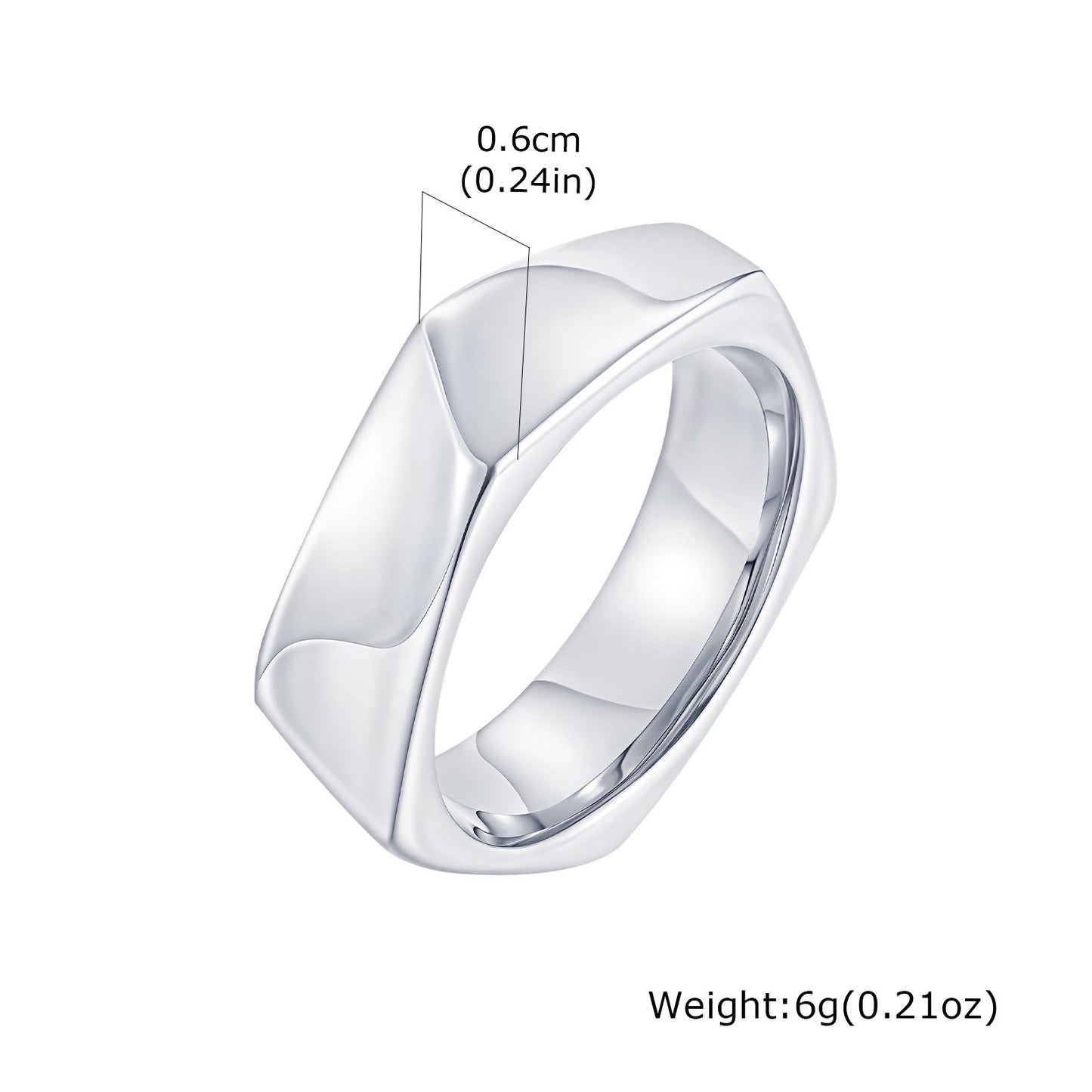 Kemstone Stainless Steel Geometric Ring – Pentagon Minimalist Band for Men RC-915