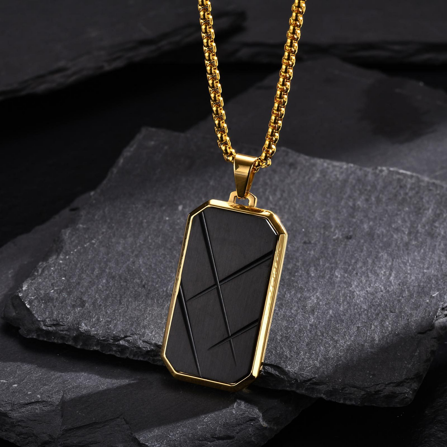 Kemstone Stainless Steel Bar Pendant Necklace for Men PN-1926