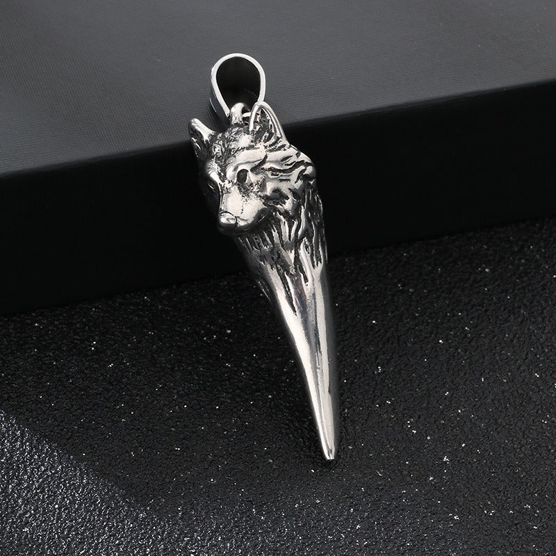 Kemstone Wolf Tooth Pendant Necklace Titanium Steel Eagle Claw Design for Men Silver 60cm KP117057-LU