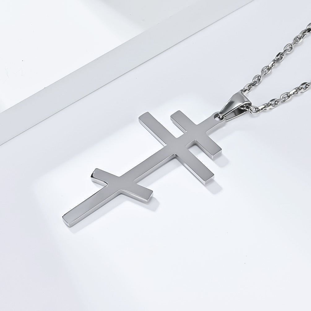 Kemstone Titanium Steel Cross Pendant Necklace for Men & Women – Minimalist Vintage Style K-PT539