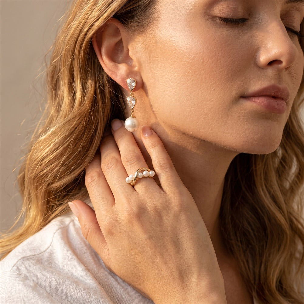 Kemston Pearl Wrap Ring for Women 925 Sterling Silver PSR03