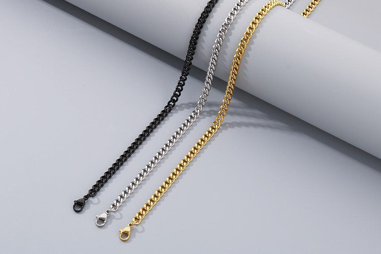 Kemstone Men’s Stainless Steel Curb Chain Necklace – 3-9.5mm Width, 45-50cm, Minimalist Street Armor KN93473-Z