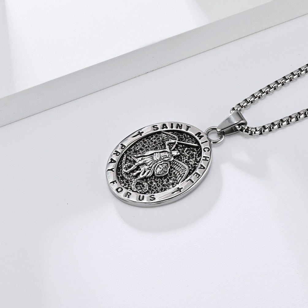 Kemstone Stainless Steel Vintage Medallion Pendant Necklace for Men K-PT604