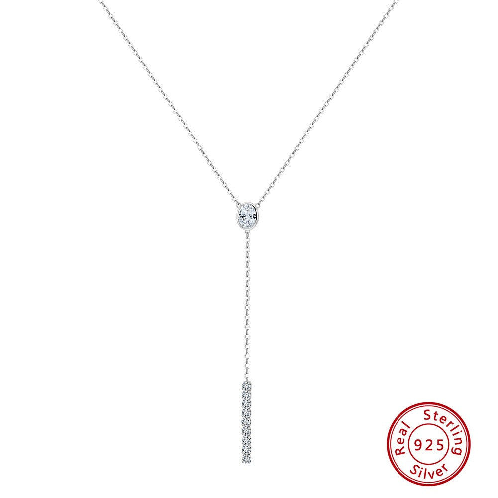 Kemstone 925 Sterling Silver Y Necklace for Women Cubic Zirconia Drop Tassel BQN41