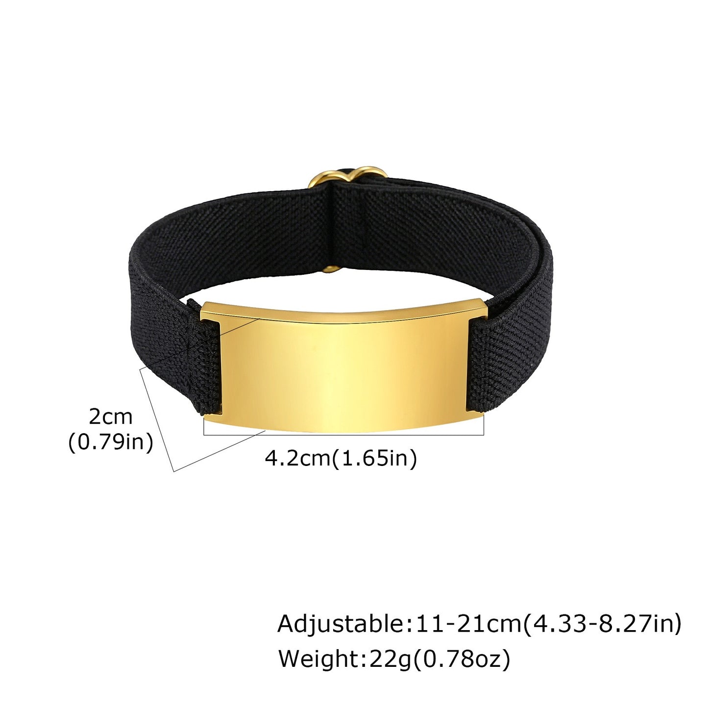 Kemstone Stainless Steel Curved Plate Bracelet for Men – Minimalist Design, Adjustable Elastic Strap BR-1817