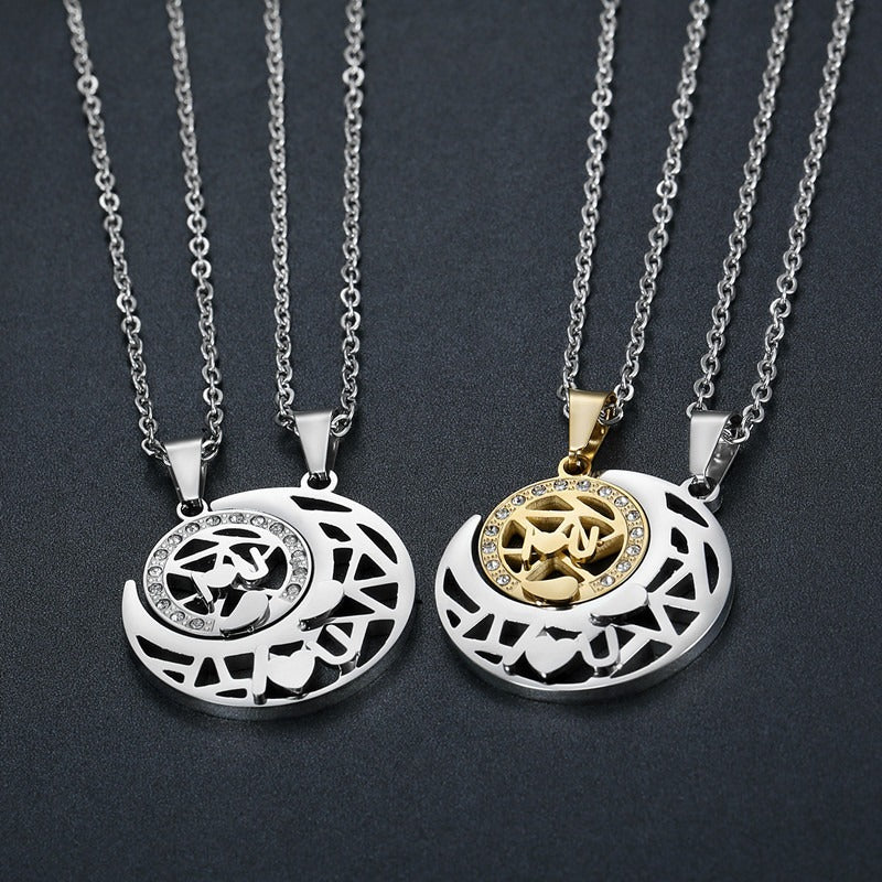 Kemston Sun Moon Couple Necklace Set for Men & Women Titanium Steel LOVE YOU TN0363