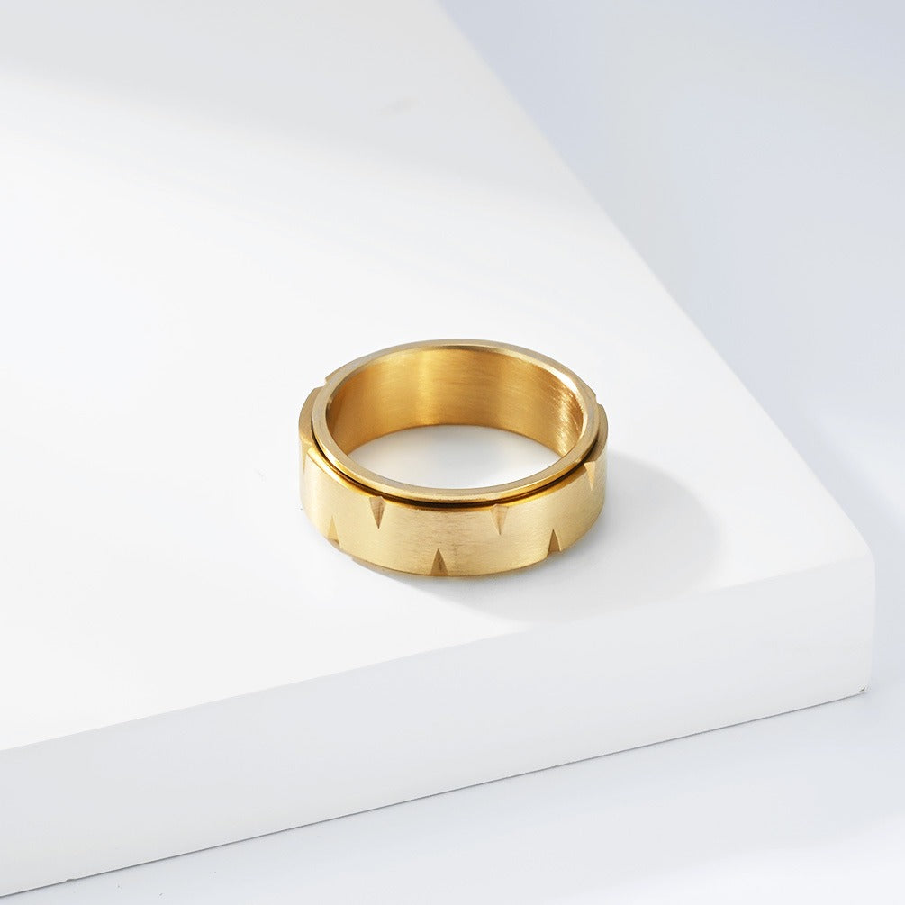 Kemstone Spinner Ring for Men Stainless Steel Matte Rotating Design K-R1148