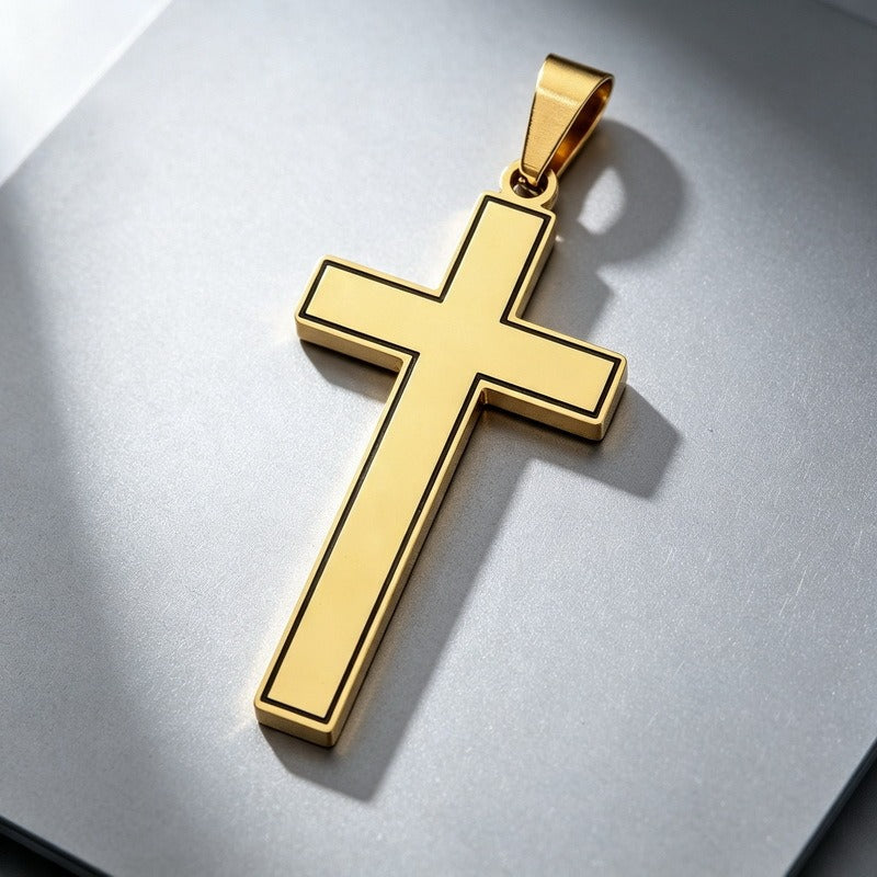 Kemstone Stainless Steel Black Outline Cross Pendant for Men KP119299-KL
