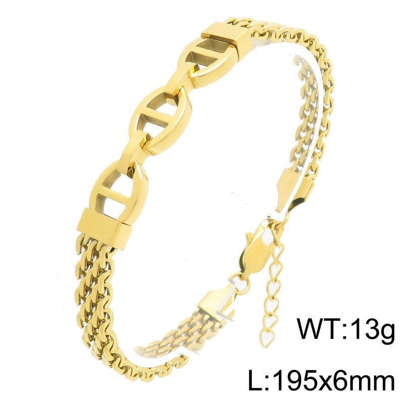 Kemstone Titanium Steel Curved Link Mesh Bracelet for Men Adjustable KB213297-KFC
