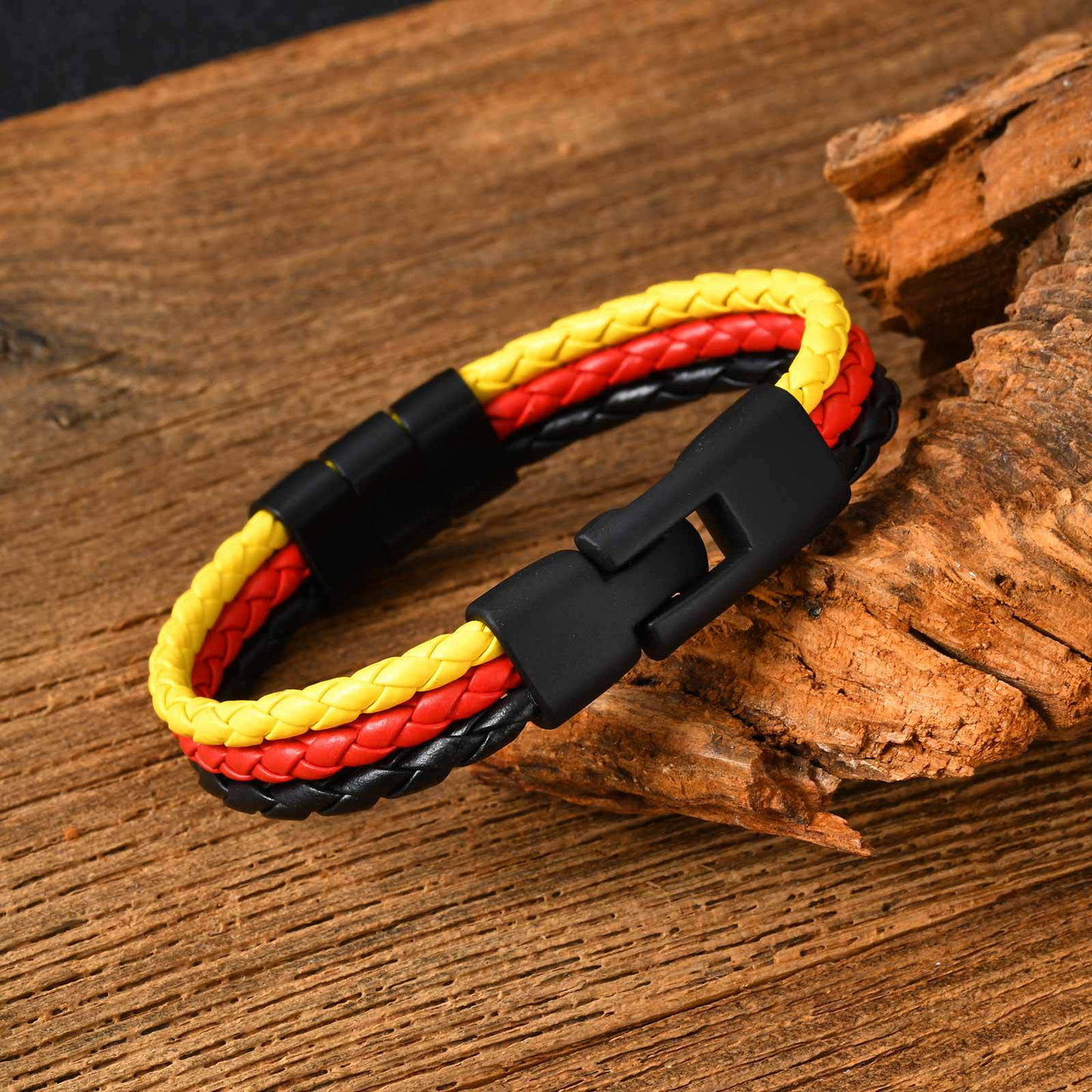 Kemstone Triple Layer Braided Leather Bracelet – Multicolor for Men BL-827