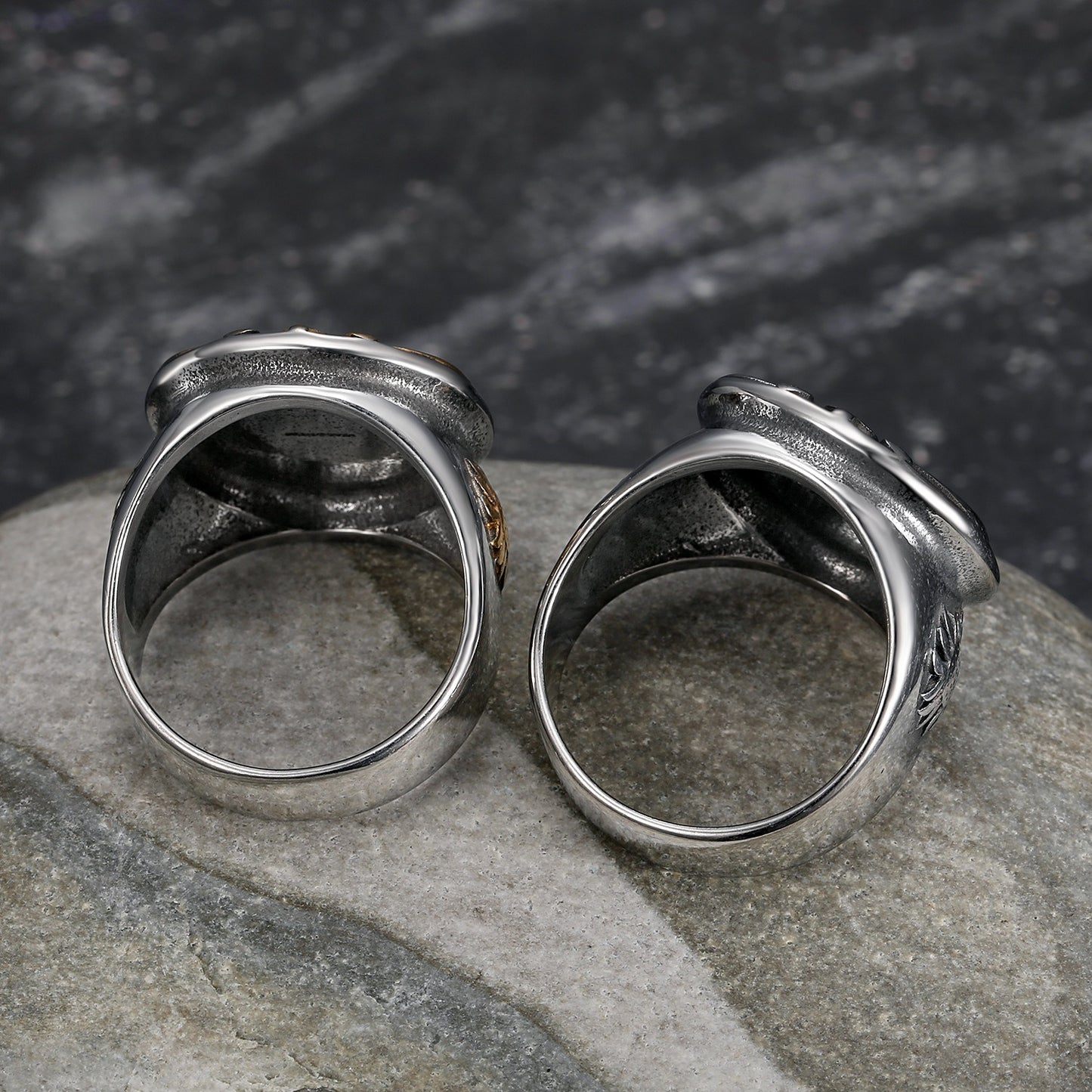 Kemstone Men’s Stainless Steel Skull Ring – Gothic Biker Punk Jewelry TR0499
