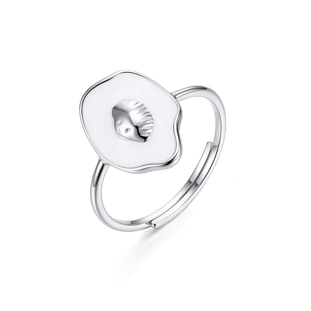 Kemstone Shell Ring for Women 925 Sterling Silver Adjustable Open Enamel Detail APR45