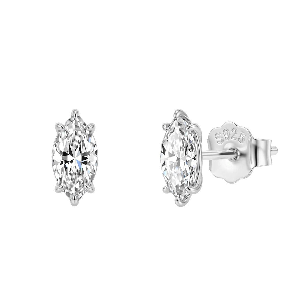 Kemstone Marquise Cubic Zirconia Earrings for Women 925 Sterling Silver Stud LZE69
