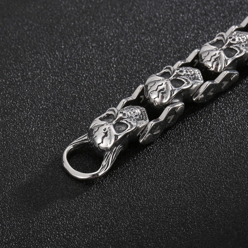 Kemstone Titanium Steel Skull Bracelet for Men – Punk Floral Design KB148349-KJX