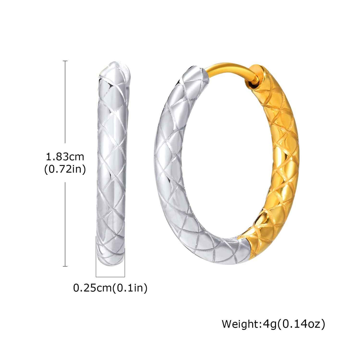 Elegantes pendientes geométricos de acero inoxidable con baño de oro bicolor para mujer EH-707