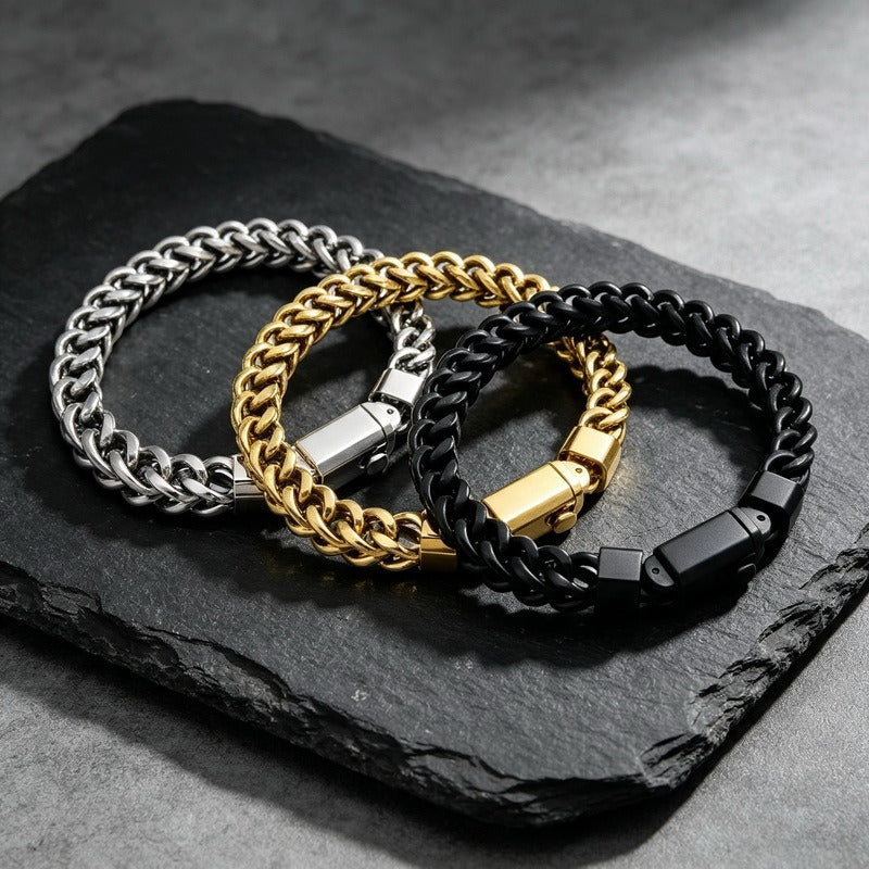Kemstone Titanium Steel Woven Chain Bracelet for Men KB216602-KFC
