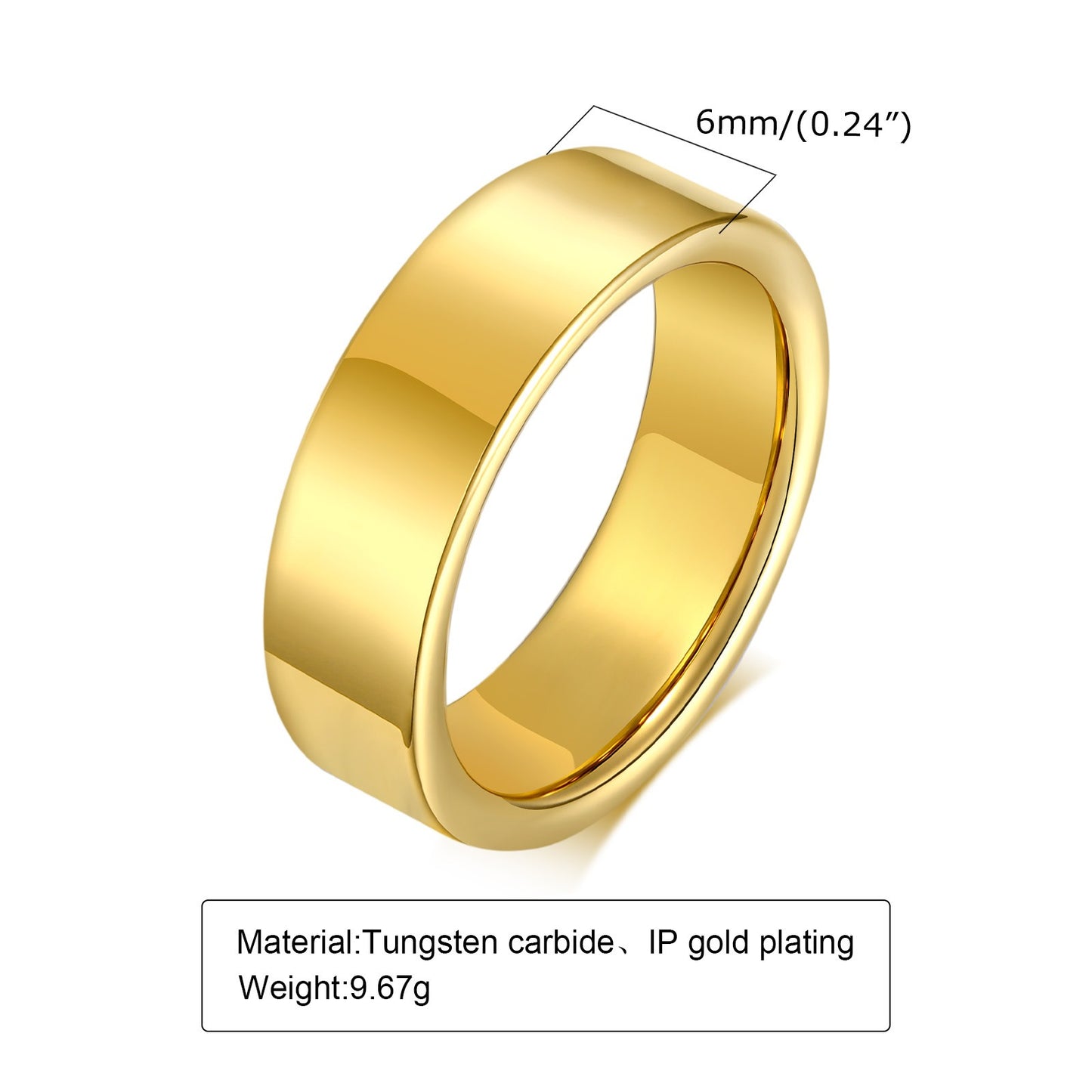 Kemstone Tungsten Steel Stackable Rings - 2mm/4mm/6mm/8mm Polished Gold Tone Minimalist Everyday Wear Jewelry for Men & Women TCR-087