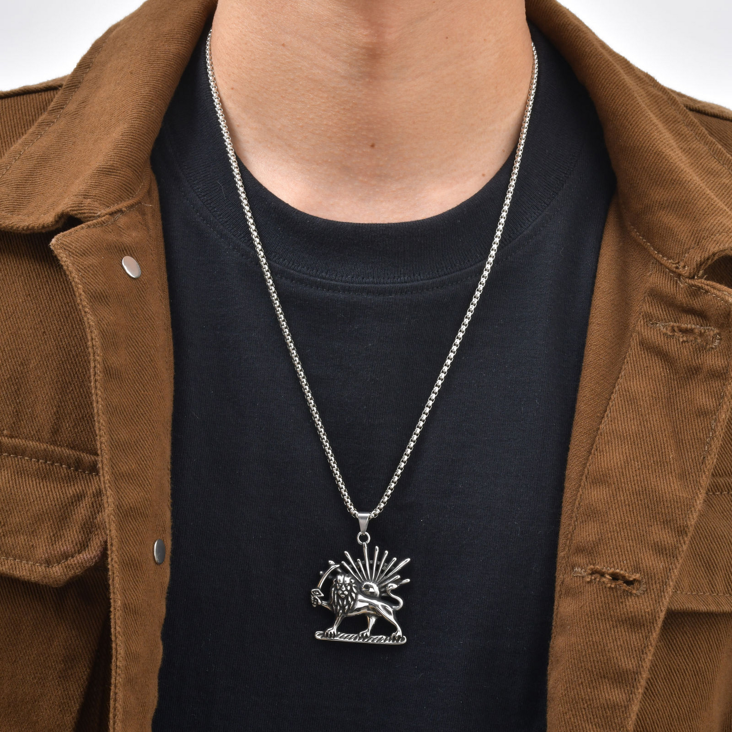 Kemstone Scythe Lion Pendant Necklace – Stainless Steel Hip Hop Chain for Men PN-2348S